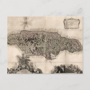 MAP: JAMAICA, 1763 POSTCARD