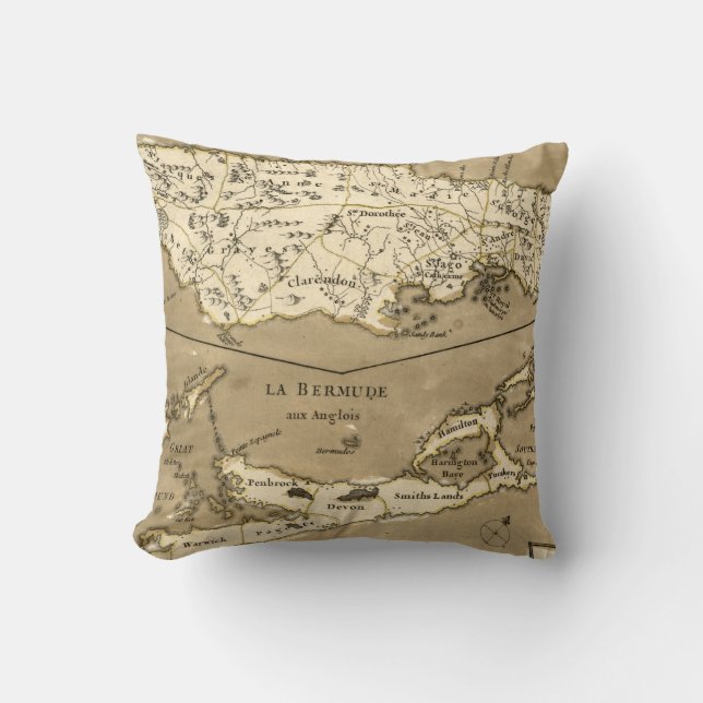 MAP: JAMAICA, 1767 THROW PILLOW (Front)