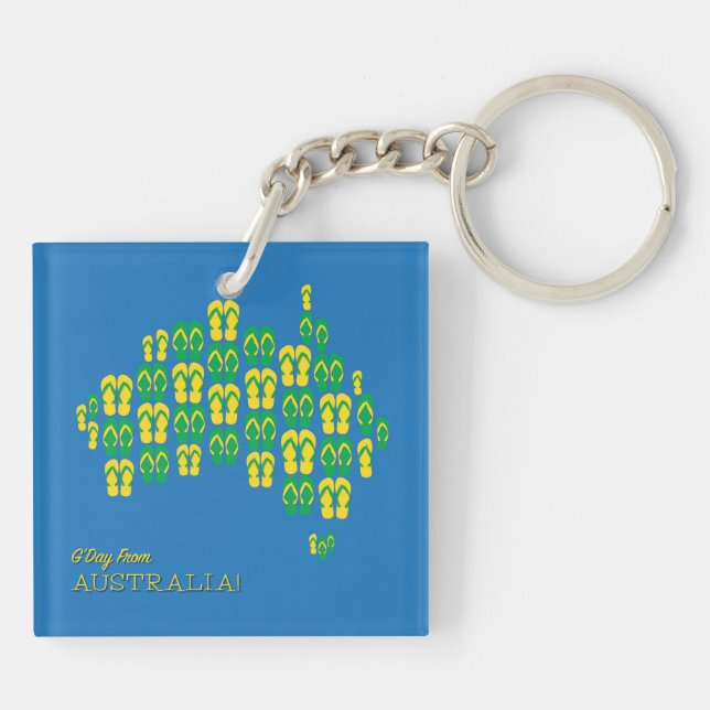 Map made of Aussie thongs Keychain (Back)