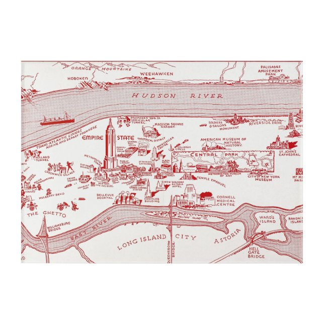 MAP: MANHATTAN, c1935 Acrylic Print (Front)