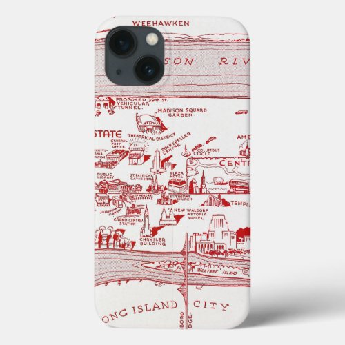 MAP MANHATTAN c1935 iPhone 13 Case