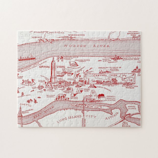 MAP: MANHATTAN, c1935 Jigsaw Puzzle (Horizontal)