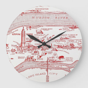 MAP: MANHATTAN, c1935 Large Clock