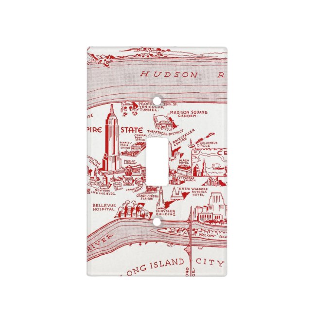 MAP: MANHATTAN, c1935 Light Switch Cover (Front)