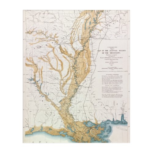 MAP MISSISSIPPI RIVER 1861 ACRYLIC PRINT