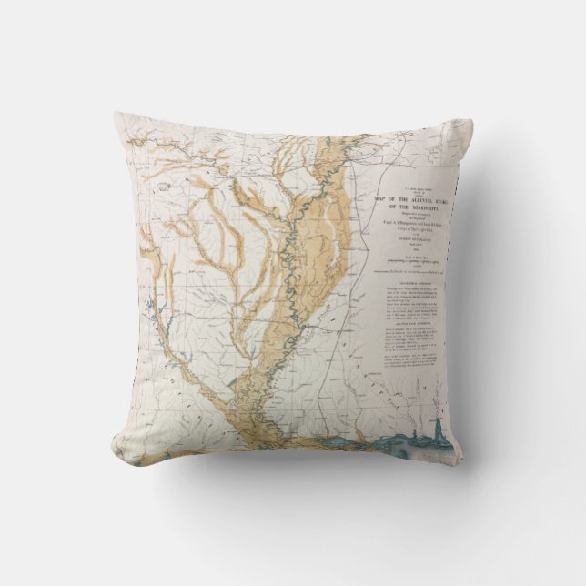 MAP: MISSISSIPPI RIVER, 1861 THROW PILLOW (Front)