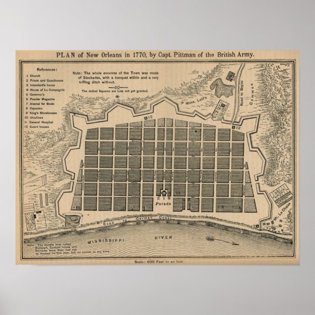 Map New Orleans 1770 Poster (Front)