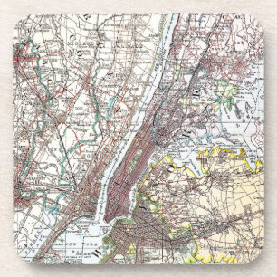 Map: New York Area, 1906 Beverage Coaster