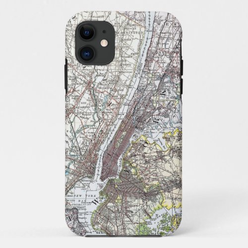 Map New York Area 1906 iPhone 11 Case