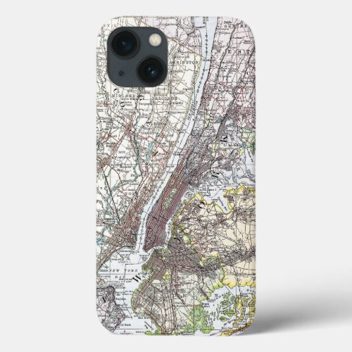 Map New York Area 1906 iPhone 13 Case
