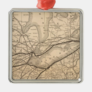 Map New York Central and Hudson River Railroad Metal Ornament