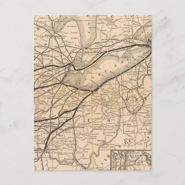 Map New York Central and Hudson River Railroad Postcard (Front)