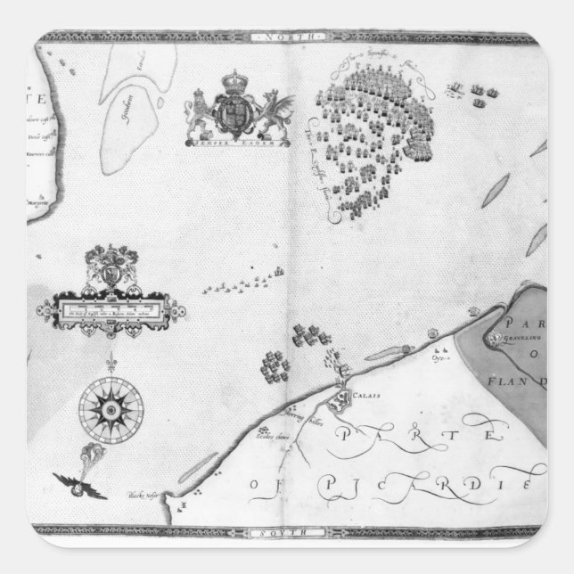 Map No.10 showing the route of the Armada fleet Square Sticker (Front)