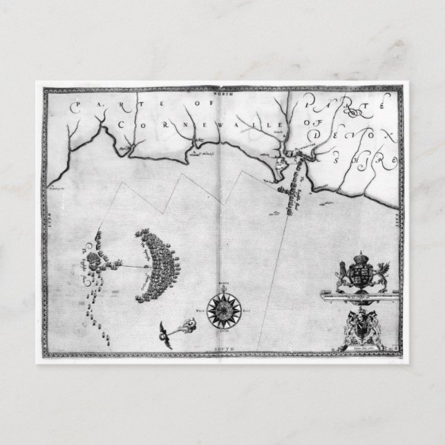 Map No.2 Showing the route of the Armada fleet Postcard (Front)