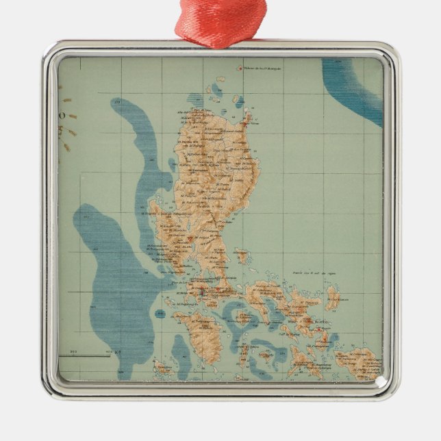 Map No 4 orographic Metal Ornament (Front)