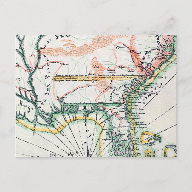 Map: North America, 1742 Postcard (Front)