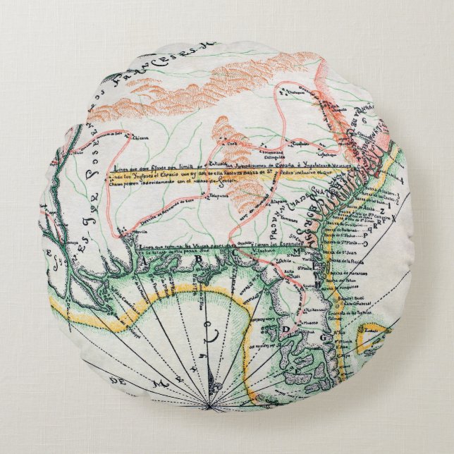 Map: North America, 1742 Round Pillow (Front)