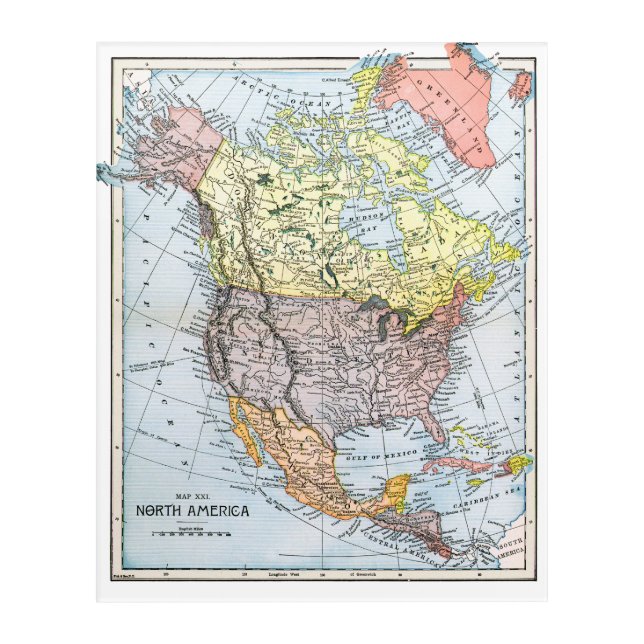 MAP: NORTH AMERICA, 1890 ACRYLIC PRINT (Front)