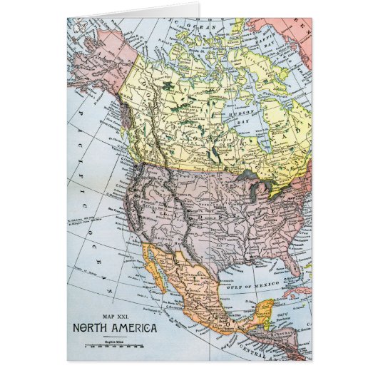 MAP: NORTH AMERICA, 1890 CARDS (Front)