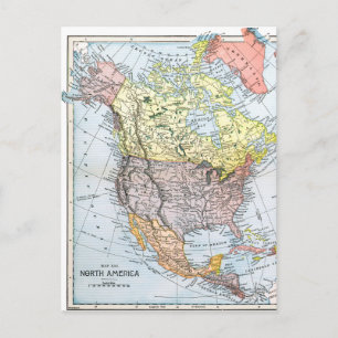 MAP: NORTH AMERICA, 1890 POSTCARD