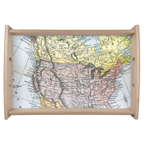 MAP NORTH AMERICA 1890 SERVING TRAY