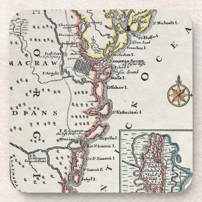 Map: North America, C1700 Beverage Coaster (Front)
