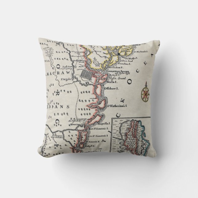 Map: North America, C1700 Throw Pillow (Front)