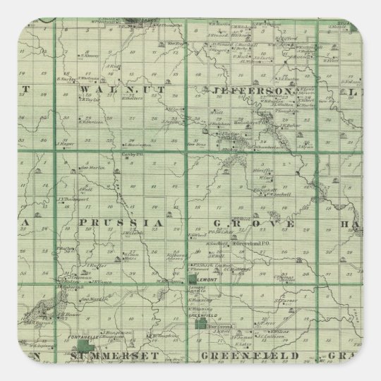 Map of Adair County, State of Iowa Square Sticker