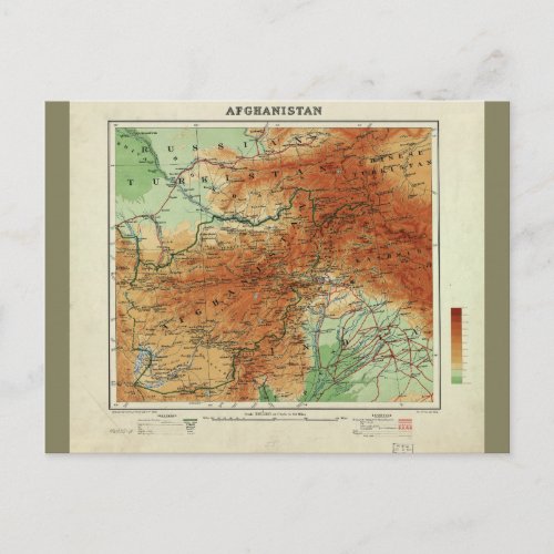 Map of Afghanistan 1912 Postcard