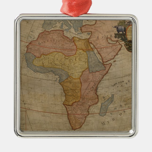 Map of Africa | 1700 Metal Ornament (Front)