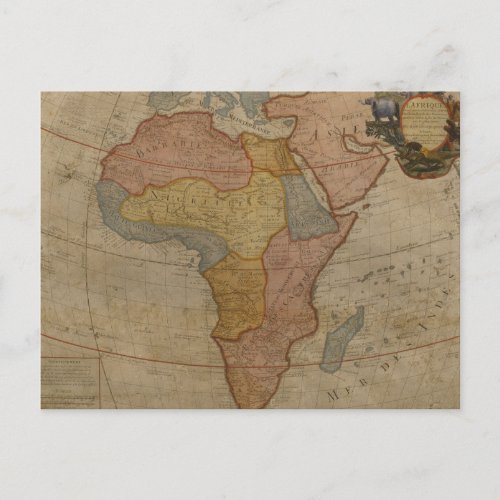 Map of Africa  1700 Postcard