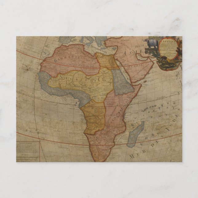 Map of Africa | 1700 Postcard (Front)