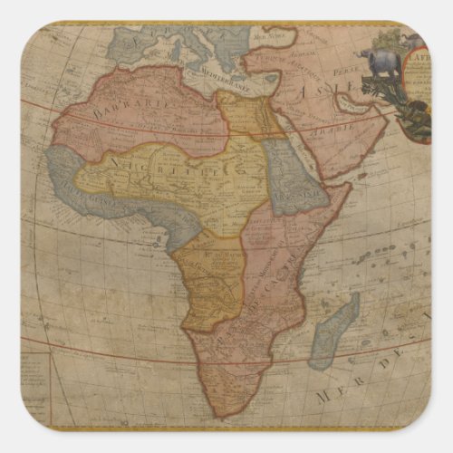 Map of Africa  1700 Square Sticker
