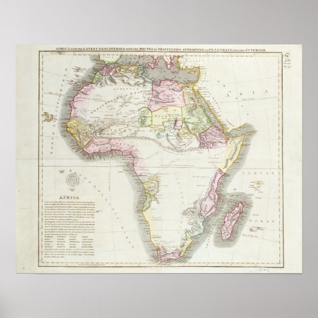 Map of Africa, 1821 Poster (Front)