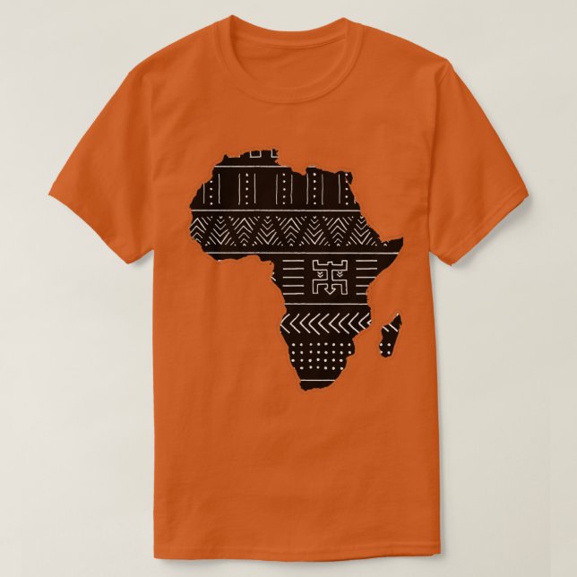 Map of Africa Africa Ethnic Pattern Black and Whit T-Shirt (Design Front)