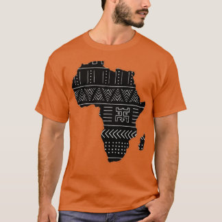Map of Africa Africa Ethnic Pattern Black and Whit T-Shirt