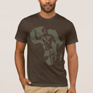 Map of Africa African Warrior and African American T-Shirt