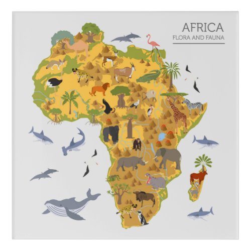 Map of Africa  Flora  Fauna Acrylic Print