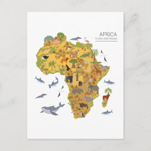 Map of Africa   Flora & Fauna Postcard