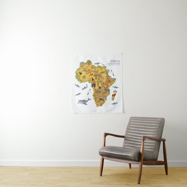 Map of Africa | Flora & Fauna Tapestry (In Situ)