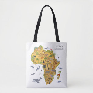 Map of Africa   Flora & Fauna Tote Bag