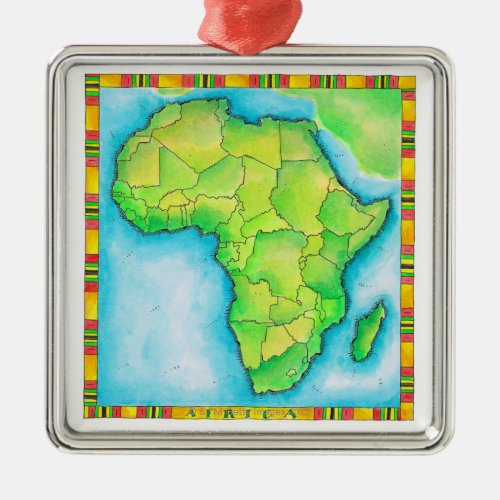 Map of Africa Metal Ornament