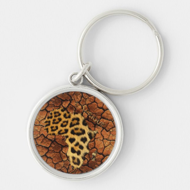 Map of AFRICA Parched Earth Leopard Fur Series Keychain (Front)
