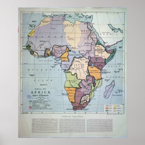 Map of Africa showing Treaty Boundaries 1891 Poster