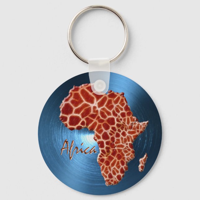 Map of AFRICA Steel-Blue Giraffe Spot Series Keychain (Front)
