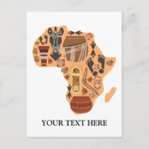 Map of Africa with African Culture Heritage Postcard