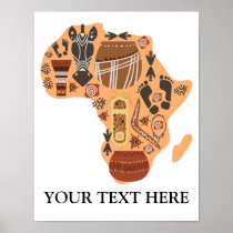 Map of Africa with African Culture Heritage Poster