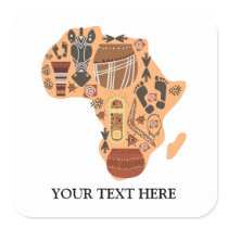 Map of Africa with African Culture Heritage Square Sticker