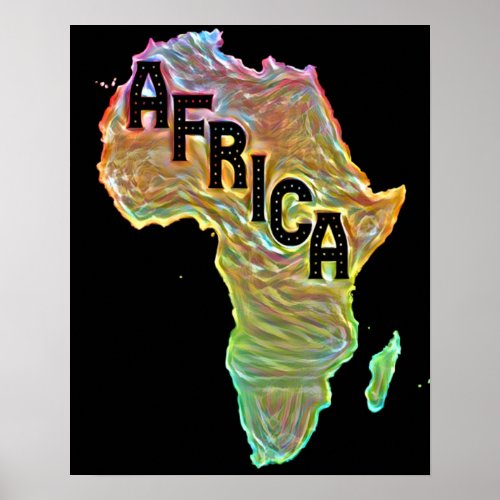 Map of Africa With Retro Africa Poster