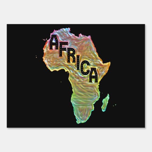 Map of Africa With Retro Africa Sign